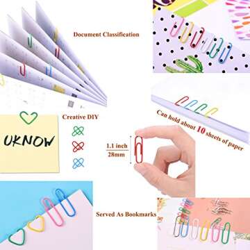 Coideal Colored Small Paper Clips 200 Pack Assorted Colors