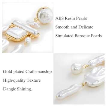 JeeweLife Baroque Tassel Earrings Dangle Earrings Christmas Jewelry Gifts for Women, Gold