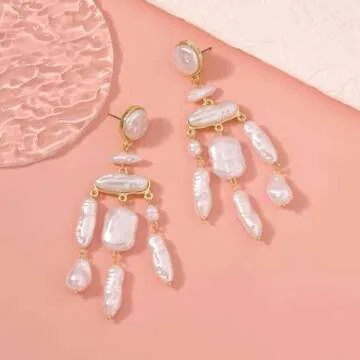 JeeweLife Baroque Tassel Earrings Dangle Earrings Christmas Jewelry Gifts for Women, Gold