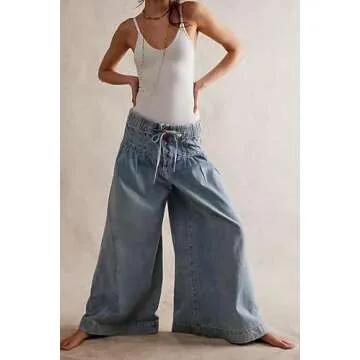 yoeasy Wide Leg Jeans with Drawstring for Women