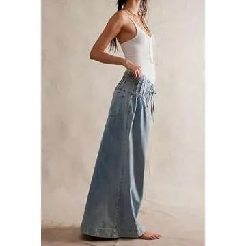 yoeasy Wide Leg Jeans with Drawstring for Women