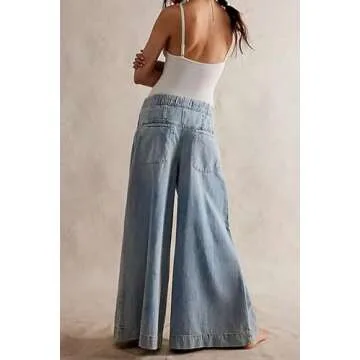 yoeasy Wide Leg Jeans with Drawstring for Women