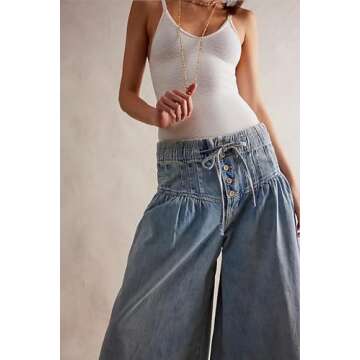 yoeasy Wide Leg Jeans with Drawstring for Women