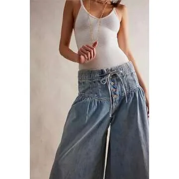 yoeasy Wide Leg Jeans with Drawstring for Women