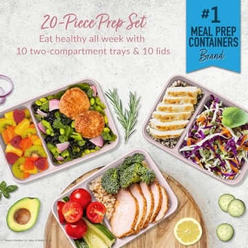 Bentgo 20-Piece BPA-Free 2-Compartment Containers - Blush Pink