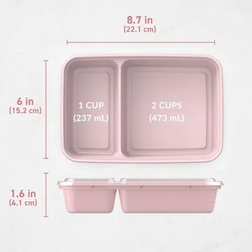 Bentgo 20-Piece BPA-Free 2-Compartment Containers - Blush Pink