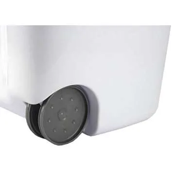 Sterilite Ultra Wheeled Laundry Hamper with Lid, Handle and Wheels for Easy Rolling of Clothes to and from The Laundry Room, Plastic, White, 1-Pack