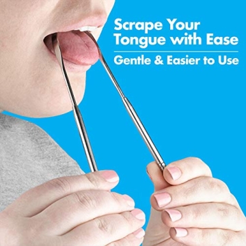 Stainless Steel Tongue Scrapers for Bad Breath & Bacteria