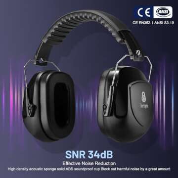 2 Pack 34dB Noise Canceling Headphones For Shooting, Hearing Protection Earmuffs, Ear Protection Hea...