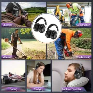 2 Pack 34dB Noise Canceling Headphones For Shooting, Hearing Protection Earmuffs, Ear Protection Headphones, Thickened Headband Ear Muffs For Noise Reduction For Shooting, Construction,Mowing
