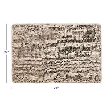 Tafts Bathroom Rugs, Extra-Thick Memory Foam Bath Mat, Ultra-Soft Chenille Microfiber, Highly Absorbent, Machine Washable, Shaggy Bath Mats for Bathroom, Non-Slip (27"x47") Almond Beige