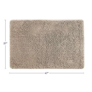 Tafts Bathroom Rugs, Extra-Thick Memory Foam Bath Mat, Ultra-Soft Chenille Microfiber, Highly Absorbent, Machine Washable, Shaggy Bath Mats for Bathroom, Non-Slip (27"x47") Almond Beige