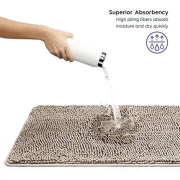 Tafts Bathroom Rugs, Extra-Thick Memory Foam Bath Mat, Ultra-Soft Chenille Microfiber, Highly Absorbent, Machine Washable, Shaggy Bath Mats for Bathroom, Non-Slip (27"x47") Almond Beige