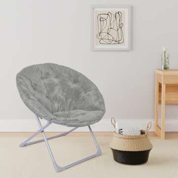 Comfortable Faux Fur Saucer Chair with Metal Frame