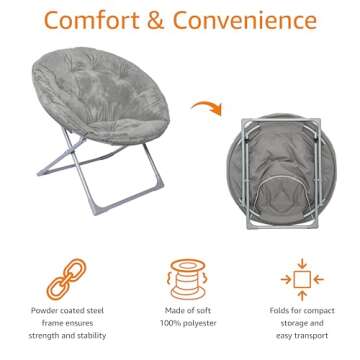 Comfortable Faux Fur Saucer Chair with Metal Frame