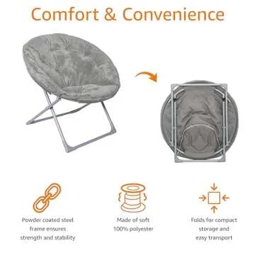 Comfortable Faux Fur Saucer Chair with Metal Frame