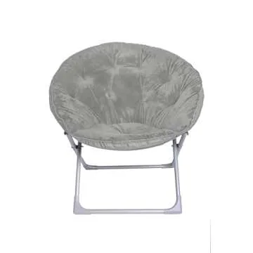 Comfortable Faux Fur Saucer Chair with Metal Frame