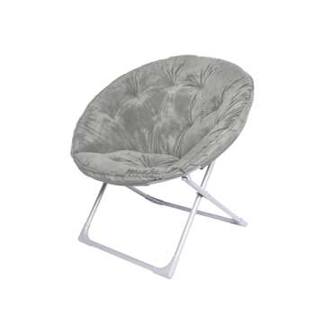 Comfortable Faux Fur Saucer Chair with Metal Frame