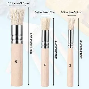 6Pcs Wooden Stencil Brushes, Pure Natural Bristle Brush, Paint Brushes, Wood Wall Painting Bristle T...