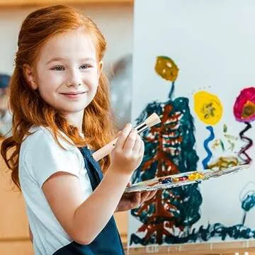 6Pcs Wooden Stencil Brushes, Pure Natural Bristle Brush, Paint Brushes, Wood Wall Painting Bristle Template Set for Acrylic Oil Watercolor Art Painting Stencil Project DIY Craft