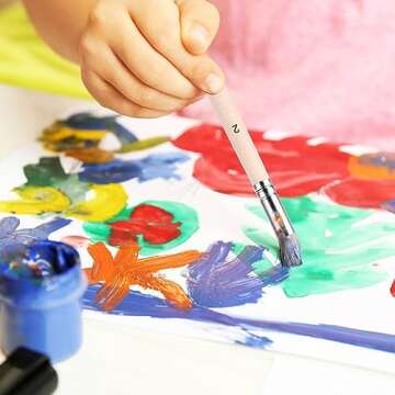 6Pcs Wooden Stencil Brushes, Pure Natural Bristle Brush, Paint Brushes, Wood Wall Painting Bristle Template Set for Acrylic Oil Watercolor Art Painting Stencil Project DIY Craft