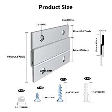 French Cleat Picture Hanger 2 Inches Aluminum Z Hanger Supports 30lbs - Interlocking Wall Mounting B...