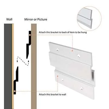 French Cleat Picture Hanger 2 Inches Aluminum Z Hanger Supports 30lbs - Interlocking Wall Mounting Bracket Hardware Kit for Hanging Mirrors, Picture, Shelf, Whiteboard, Art, Frames (2"-2Pairs)