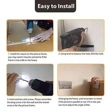 French Cleat Picture Hanger 2 Inches Aluminum Z Hanger Supports 30lbs - Interlocking Wall Mounting Bracket Hardware Kit for Hanging Mirrors, Picture, Shelf, Whiteboard, Art, Frames (2"-2Pairs)