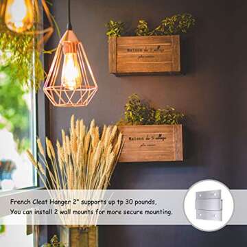 French Cleat Picture Hanger 2 Inches Aluminum Z Hanger Supports 30lbs - Interlocking Wall Mounting Bracket Hardware Kit for Hanging Mirrors, Picture, Shelf, Whiteboard, Art, Frames (2"-2Pairs)