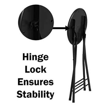 Folding Stool - Backless 24-Inch Stool with 225lb Capacity for Kitchen or Rec Room - Portable Indoor Counter Bar Stools by Lavish Home (Black)