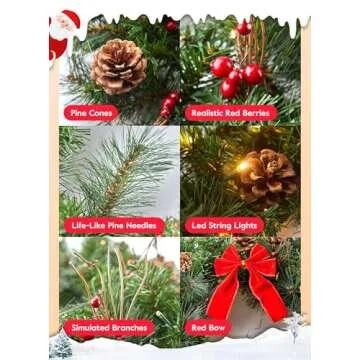 24 Inch Pre-Lit Handcrafted Christmas Wreath Decoration