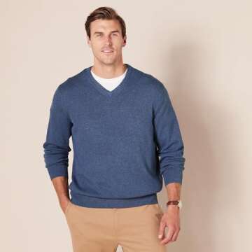 Amazon Essentials Men's V-Neck Sweater (Available in Big & Tall), Oatmeal Heather, X-Large