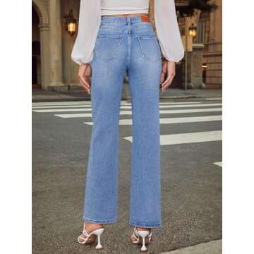 Genleck Wide Leg Jeans for Women – High Waisted Crossover Jeans Stretch Boyfriend Jeans Crisscross Y2K 90s Denim Pants