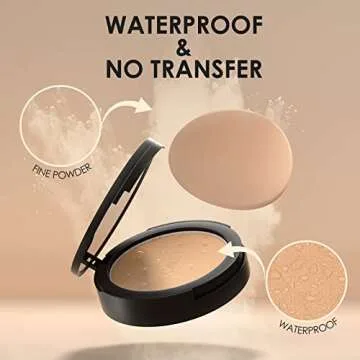 FOCALLURE Flawless Pressed Powder, Control Shine & Smooth Complexion, Pressed Setting Powder Foundation Makeup, Portable Face Powder Compact, Long-Lasting Matte Finish, Beige