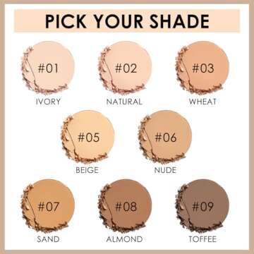 FOCALLURE Flawless Pressed Powder, Control Shine & Smooth Complexion, Pressed Setting Powder Foundation Makeup, Portable Face Powder Compact, Long-Lasting Matte Finish, Beige