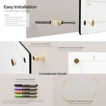 Glass Golden Weekly Dry Erase Calendar White Board for Wall, to Do List & 7 Days Planner Whiteboard for Home Office, 23x9.5, 4 Wet Erase Markers Included, Yeoux