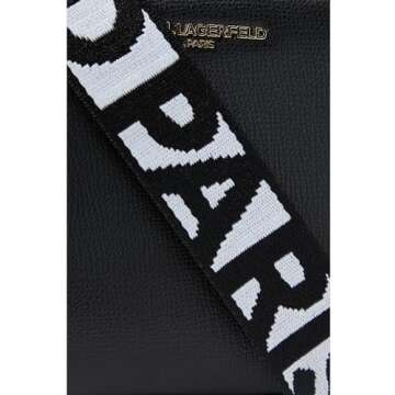 Karl Lagerfeld Paris Maybelle Solid Crossbody, Black/Gold
