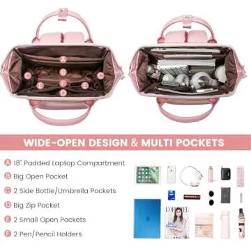 LOVEVOOK Leather Backpack for Women,18 inch Leather Laptop Backpack Women,Professional Work Backpack...