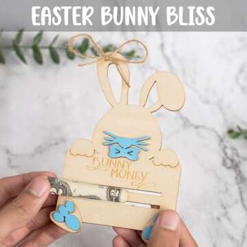 Easter Bunny Money Holder For Cash Gift, Easter Gift Card Holder Basket Tag, Basket Stuffers For Tod...