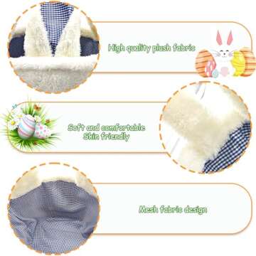 Easter Basket Egg Hunt Bunny Baskets for Kids Boy Girls Baby with White Cute Rabbit Ears Soft Plush Empty Bucket Bag Personalized Storage Candy Gift Baby Shower Wedding Party Decoration Supplies