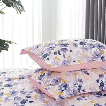 SLEEP ZONE King Size Comforter Set Bed in a Bag - All Season Bedding Comforter Sets 7 Pieces with 1 Comforter, 1 Fitted Sheet, 1 Flat Sheet, 2 Pillow Sham, 2 Pillowcase, Watercolor Floral Purple