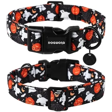 Cute DOGWONG Cotton Dog Collar for Fall Halloween - Adjustable & Comfy!