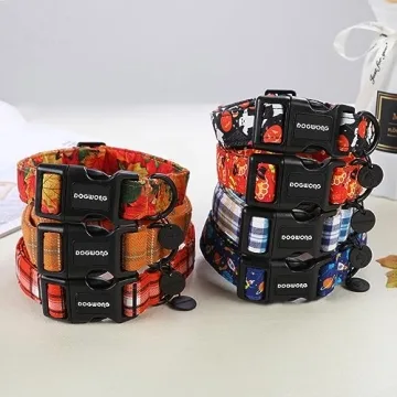 DOGWONG Cotton Dog Collar for Stylish Fall Adventures