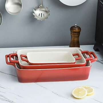 KOOV Bakeware Set - Stunning and Durable Ceramic Cooking Pans