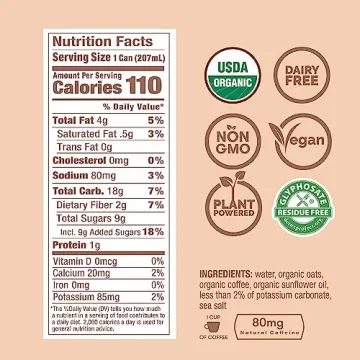 RISE Nitro Cold Brew Oat Milk Latte, Organic & Vegan, 12 Pack