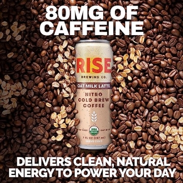 RISE Nitro Cold Brew Oat Milk Latte, Organic & Vegan, 12 Pack