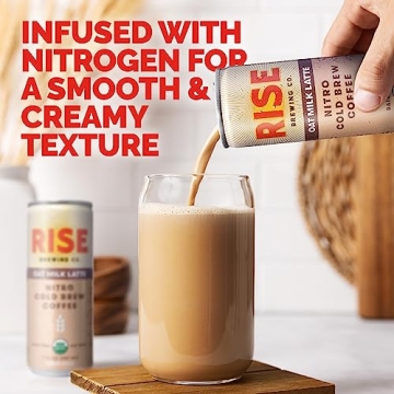 RISE Nitro Cold Brew Oat Milk Latte, Organic & Vegan, 12 Pack