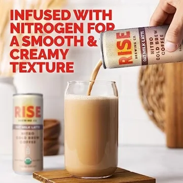 RISE Nitro Cold Brew Oat Milk Latte, Organic & Vegan, 12 Pack