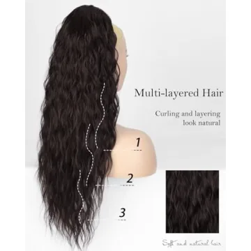 Rosooi 26 Inch Long Black Ponytail Extension for Women