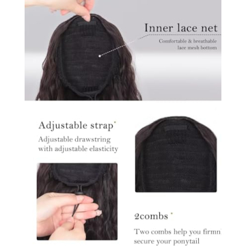 Rosooi 26 Inch Long Black Ponytail Extension for Women